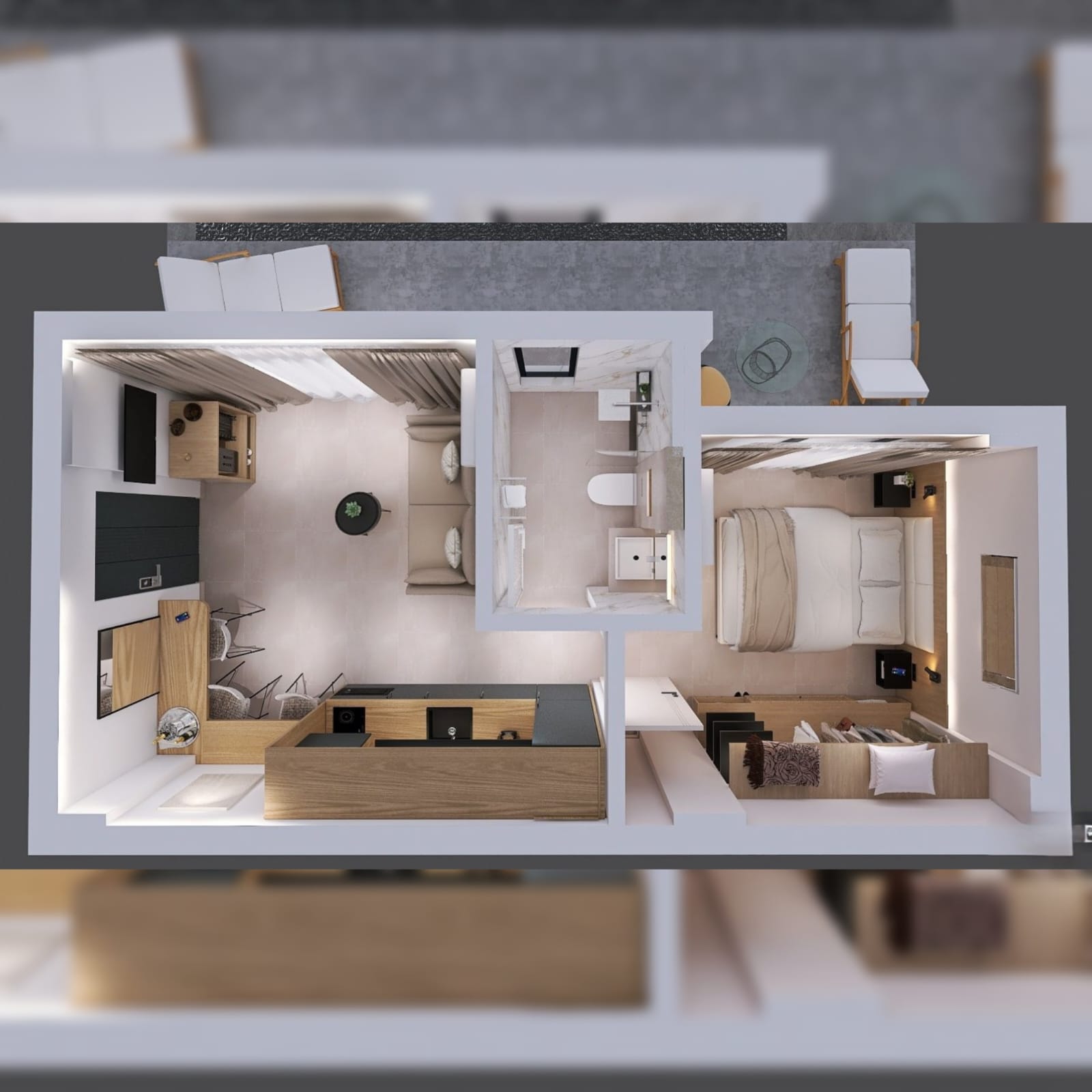 3D floor plan of the apartment