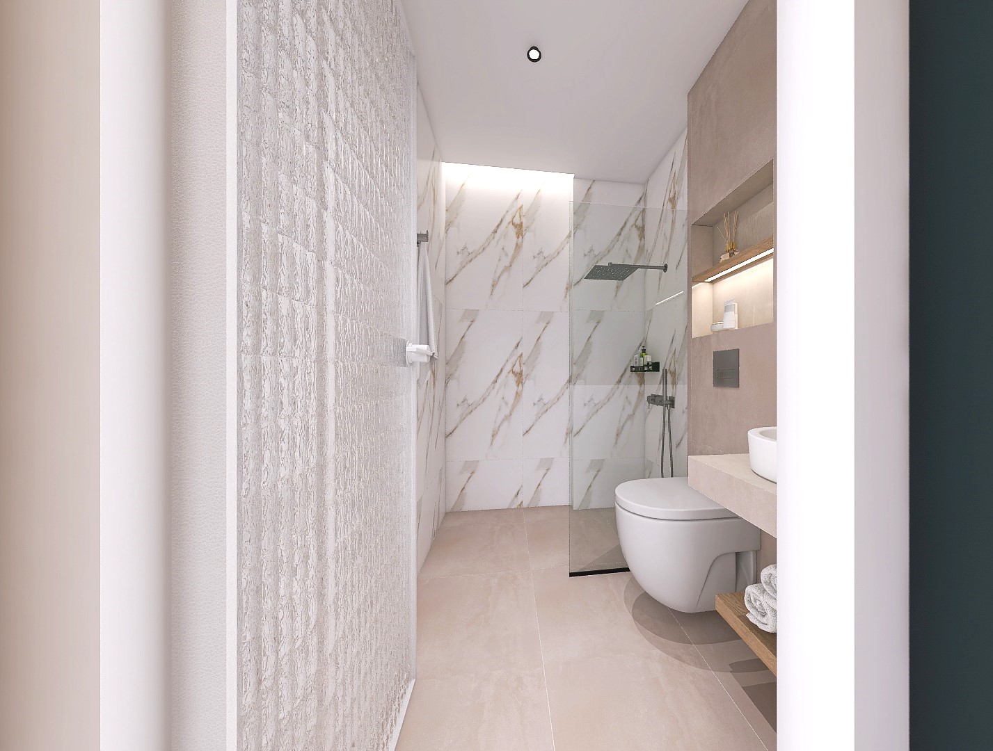 Modern bathroom with marble finishes